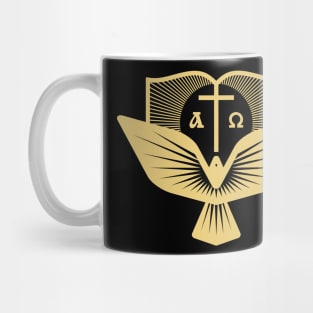 The cross of Jesus and the dove - a symbol of the Holy Spirit Mug